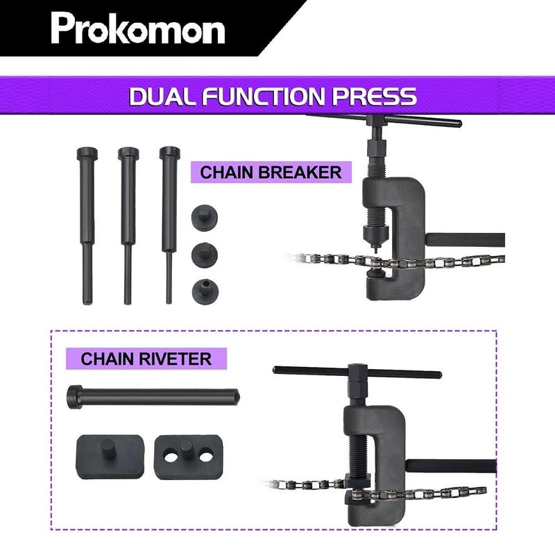 Prokomon 13 Pieces Chain Breaker Tool Kit; ATV Bike Motorcycle Chain Rivet Tool; Chain Link Removal Tool for Cam 25 to 630 Chains - Image 4